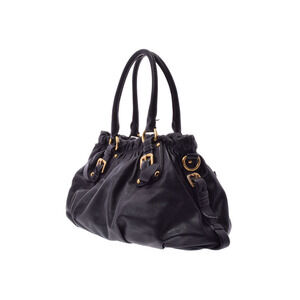 Prada black Shoulder Bag Soft Calf Tote Leather